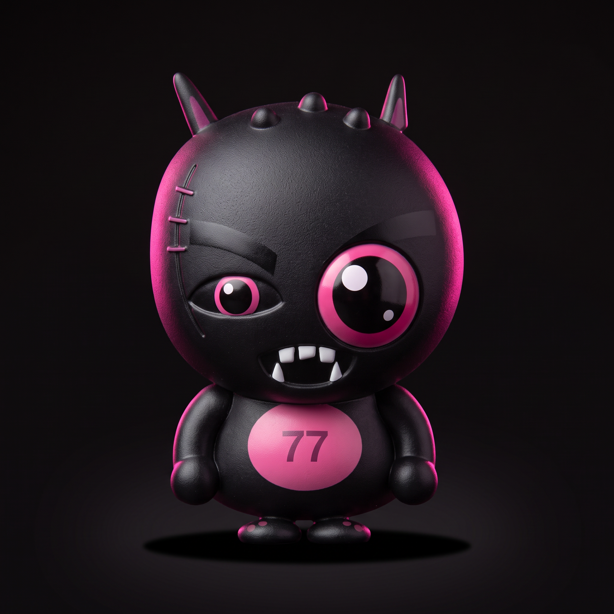 GRUMLO SPACE soft vinyl figure in black with pink accents