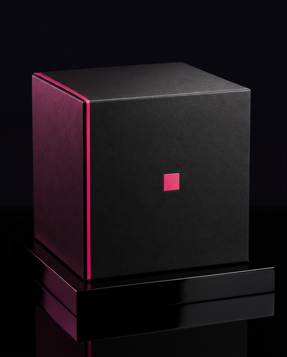 THE VOID BOX sealed matte black blind box with a pink seal